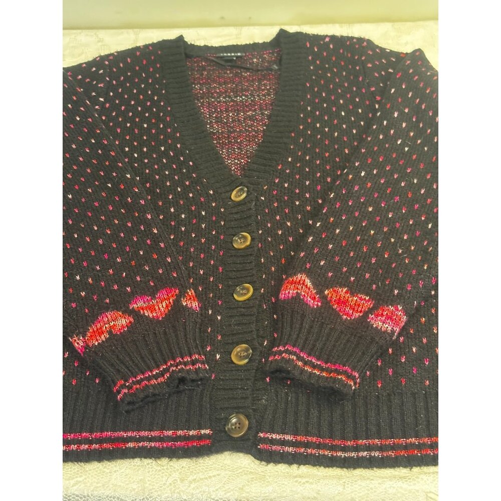 Torrid Women's Pink Hearts V Neck Button Cardigan Sweater Sz 2 (18/20) Valentine - Picture 7 of 13
